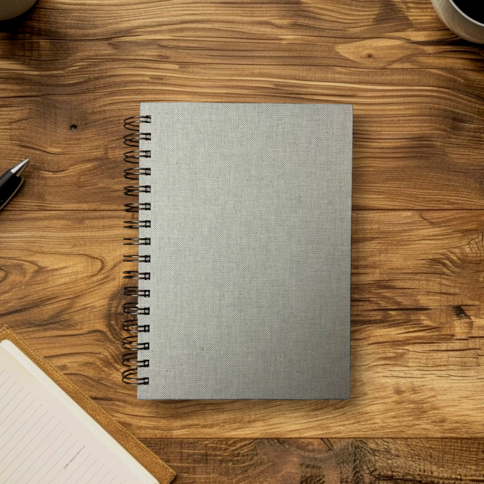 Bej  Keten Kapak Spiralli Defter – 80 Yaprak Ivory Kağıt