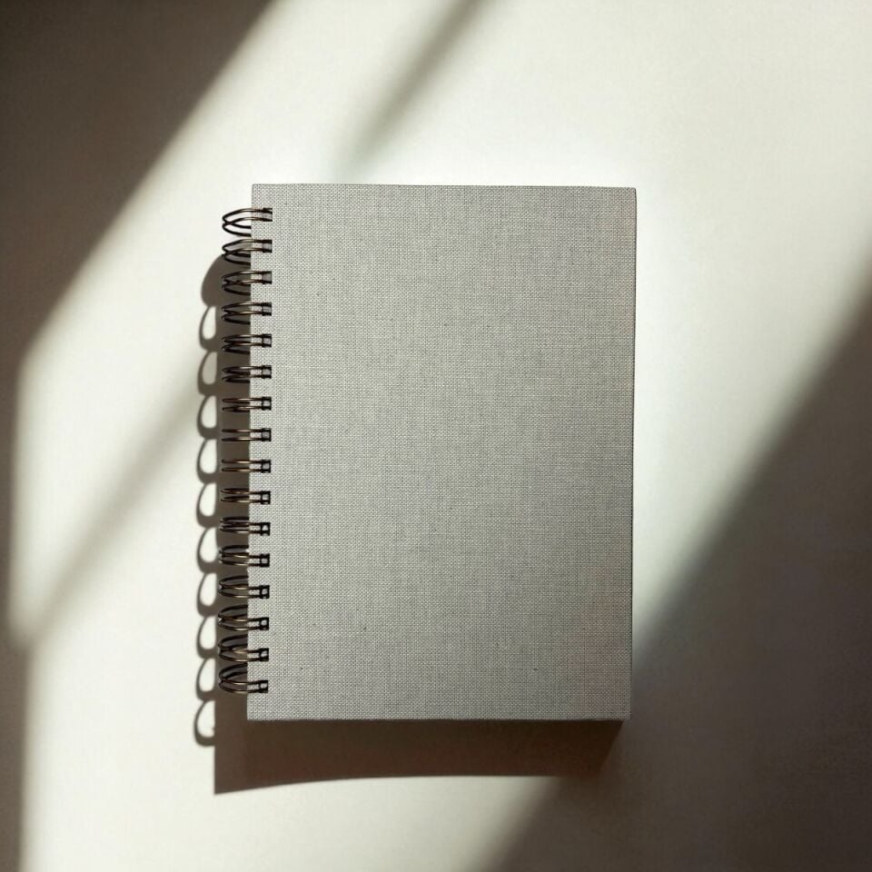 Bej  Keten Kapak Spiralli Defter – 80 Yaprak Ivory Kağıt
