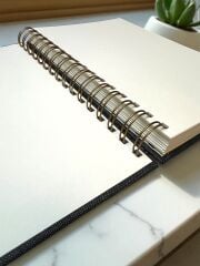 Açık Mavi Keten Kapak Spiralli Defter 80 Yaprak 160 Sayfa
