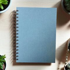 Açık Mavi Keten Kapak Spiralli Defter 80 Yaprak 160 Sayfa