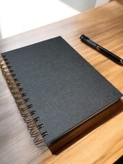 Antrasit Gri Keten Kapak Spiralli Defter – Kişiselleştirilebilir 80 Yaprak