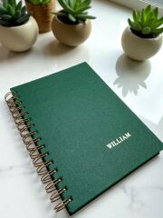 Lüks Parlak Yeşil Defter – Spiralli & Kişiselleştirilebilir Hediye