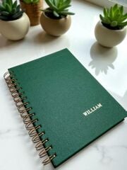 Lüks Parlak Yeşil Defter – Spiralli & Kişiselleştirilebilir Hediye