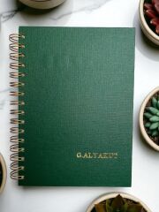 Lüks Parlak Yeşil Defter – Spiralli & Kişiselleştirilebilir Hediye