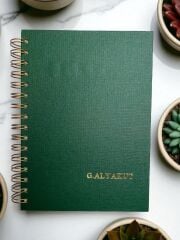 Lüks Parlak Yeşil Defter – Spiralli & Kişiselleştirilebilir Hediye