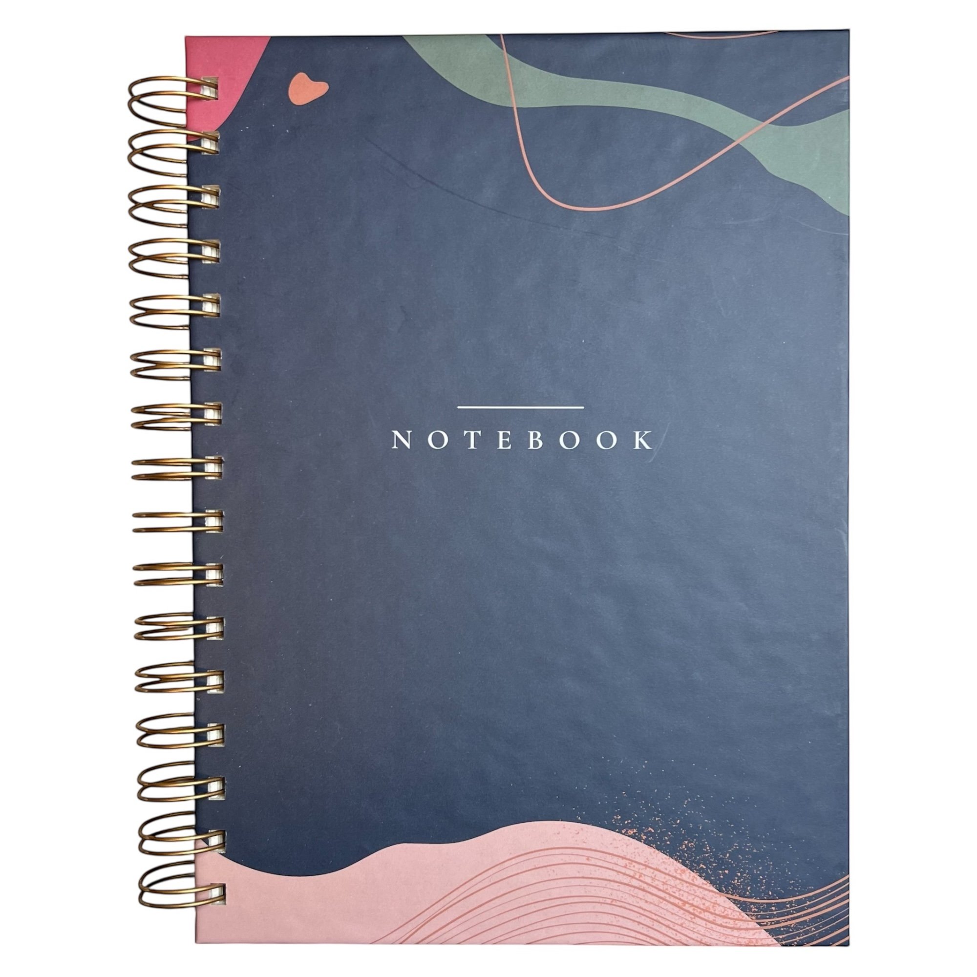 A5 Spiralli Çizgili Defter – Lacivert Modern Tasarımlı Kapak