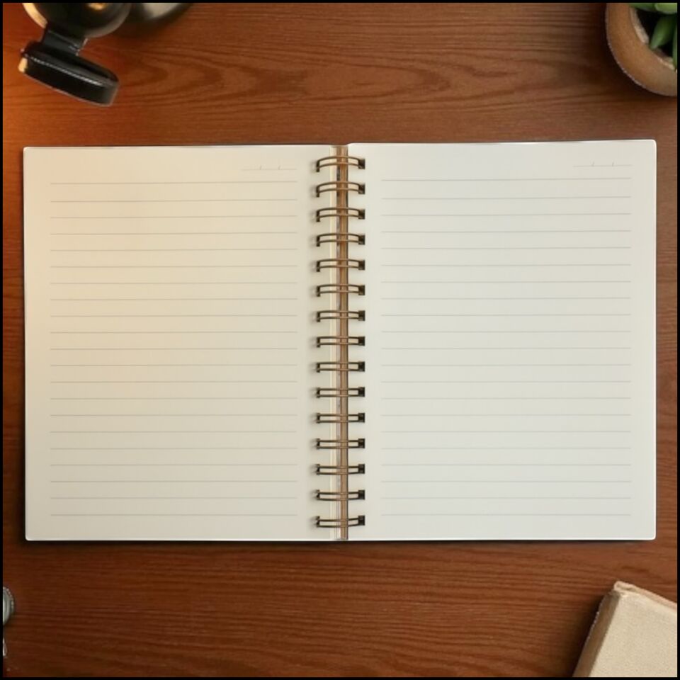 A5 Spiralli Çizgili Defter – Lacivert Modern Tasarımlı Kapak