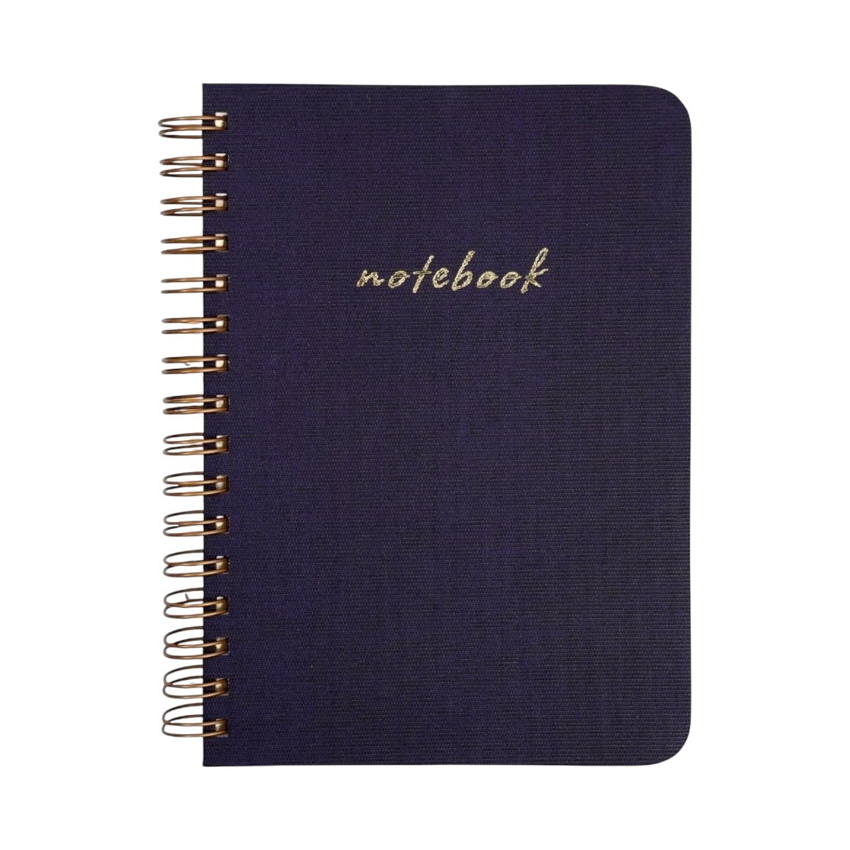 A5 Premium Defter | Mor Keten Sert Kapak | Çizgili Ivory Kağıt, Bakır Spiralli