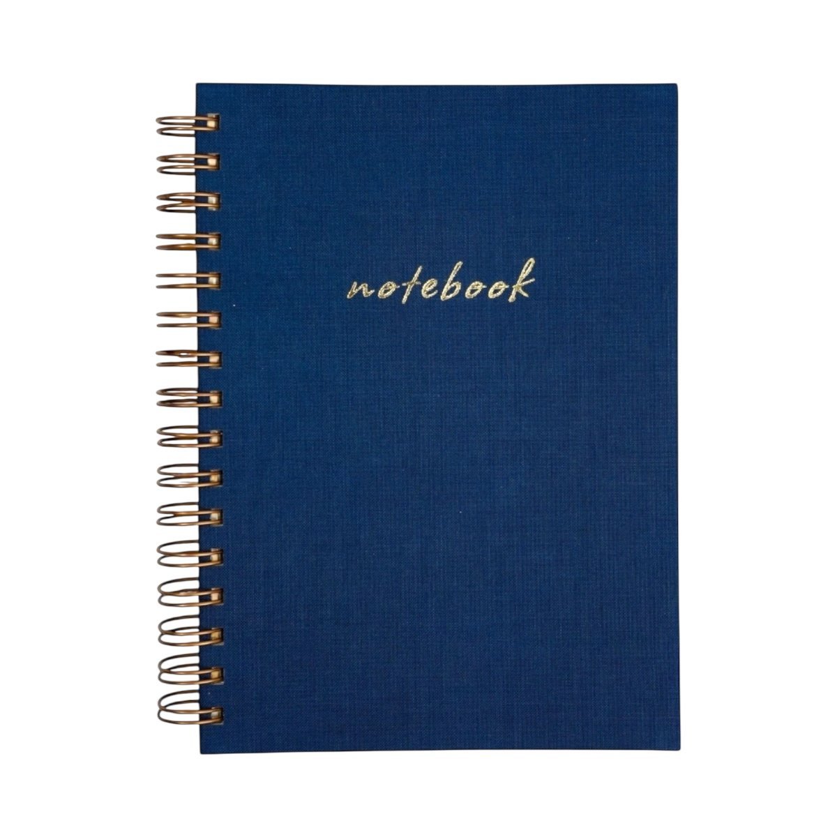 A5 Premium Defter | Lacivert Keten Sert Kapak | Çizgili Ivory Kağıt, Bakır Spiralli