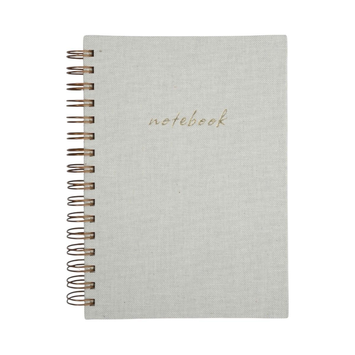 A5 Premium Defter | Beyaz Keten Sert Kapak | Çizgili Ivory Kağıt, Bakır Spiralli